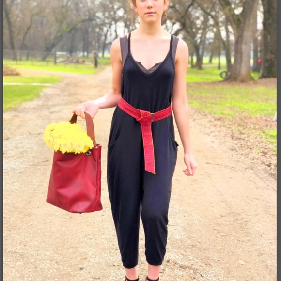 wasabi + mint Pants - Wasabi + Mint black baggy cropped jumper, medium, black romper, boho style